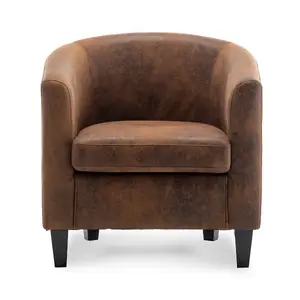 Faux Leather Suede Brown Tricia Tub Chair