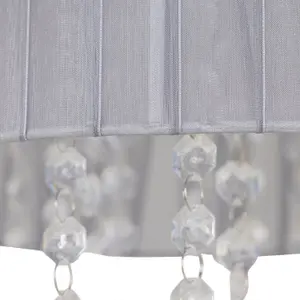 First Choice Lighting Voile 25cm Jewelled Grey Ribbon Pendant Shade