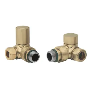 Pair Of Round Gold Corner Radiator Valves