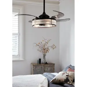 Adilene 122cm Ceiling Fan with Light Kit Smoked with Black Blades