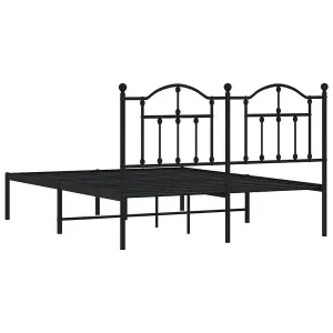 Berkfield Metal Bed Frame with Headboard Black 140x190 cm