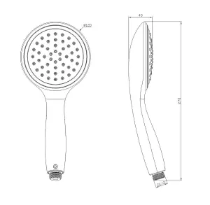 Water & Energy Saving Showerhead - Blue 5 Function Spray Pattern Settings