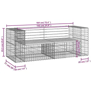 Berkfield Garden Bench Gabion Design 184x71x65.5 cm Impregnated Wood Pine