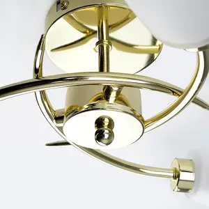 ValueLights Kavio 3 Way Spiral Polished Gold Ceiling Light with Frosted Glass Shades