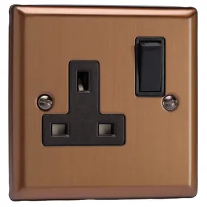 Varilight 1-Gang 13A Double Pole Switched Socket  Brushed Bronze