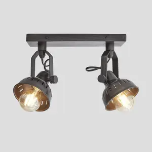 Industville Swivel Spotlight Flush Mount/Wall Light, Double, Pewter