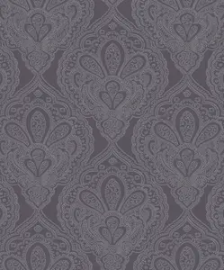 Galerie Emporium Purple Silver Mehndi Damask Embossed Wallpaper