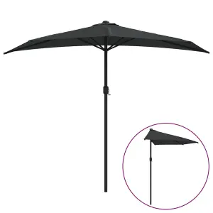 Berkfield Balcony Parasol with Aluminium Pole Black 270x135x245 cm Half