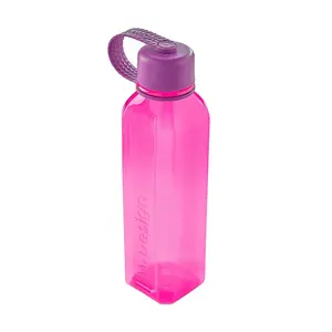 URBNLIVING 500ml Pink Reusable Water Drinking Sports Bottle Container Flask with Purple Leakproof Lid