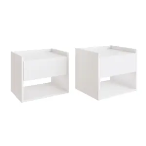 GFW Harmony Wall Mounted Pair of Bedside Tables White