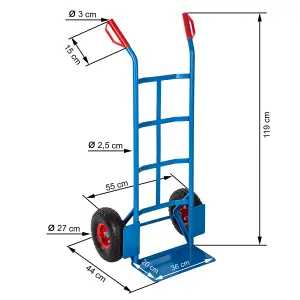 Sack Barrow - heavy-duty, 200 kg load capacity, steel frame - blue