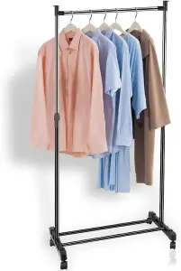 Heavy Duty Clothes Rail on Wheels, Portable & Adjustable Garment Rack for Hanging Clothes