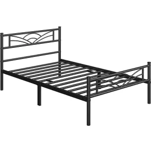 Yaheetech Black 3ft Single Metal Bed Frame with Cloud-inspired Design Headboard