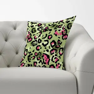 Green And Pink Leopard Print Cushions 60cm x 60cm