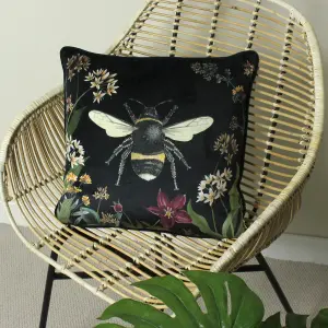 Evans Lichfield Midnight Garden Bee Polyester Filled Cushion