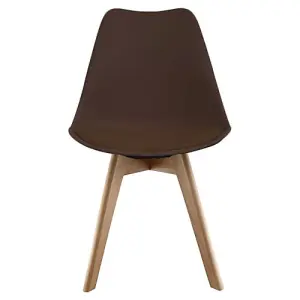 Soho Chocolate Plastic Dining Chair with Squared Light Wood Legs