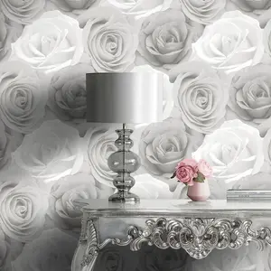 World of Wallpaper Melany Rose Wallpaper Grey (AF0014-BUR)