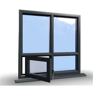 1195mm(W) x 995mm(H) Aluminium Flush Casement Window - 1 Botttom Opening Window (Left) - Anthracite Internal & External