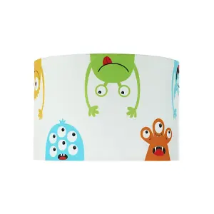 Funny Monsters Kid's Lamp Shade with Sky Blue Inner and Multi Colour Monsters