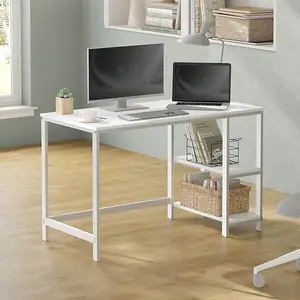 VASAGLE Computer Desk, Writing Desk with 2 Shelves on Left or Right, Work Table, Steel Frame, Modern, Maple White