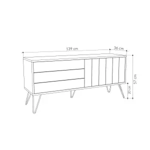 Decortie Picadilly Modern TV Unit Multimedia Centre Storage Cabinet Oak White 139cm for 55" TV