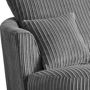 Luxor Jumbo Cord Grey Fabric Single Seater 360 Degree Swivel Chair Sofa Accessory