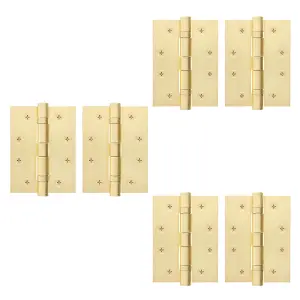 AFIT Satin Brass Door Hinges - 4 Inch / 102mm  Internal Fire Door Hinges - 4 Pairs