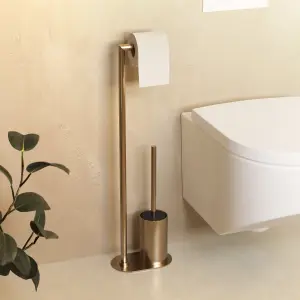 Cosmic Free Standing Toilet Brush/Paper Holder Brushed Gold PVD Architect Sp