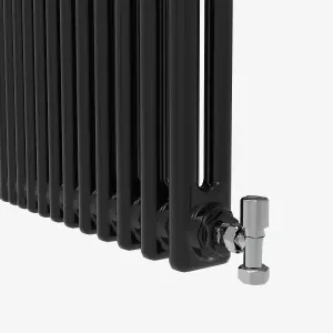 Horizontal Black Double Column Radiator (H) 300mm x (W) 1190mm, 2723 BTU.