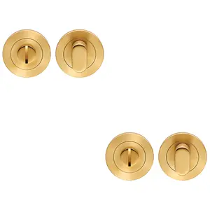 2 PACK - Round Thumbturn Lock and Release With Indicator Satin Brass PVD