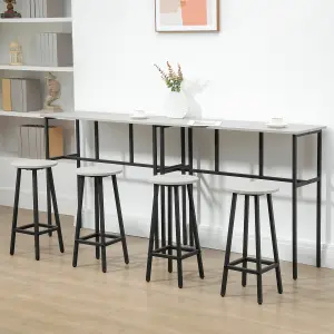 HOMCOM 6-Piece Industrial Bar Table Set, 2 Kitchen Tables with 4 Stools, Grey