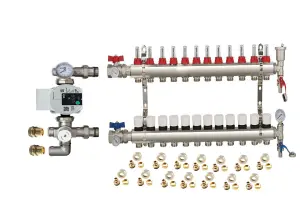 Warmer System Underfloor Heating 12 Port PSW Manifold with Wilo Para Pump and Blending Valve Set