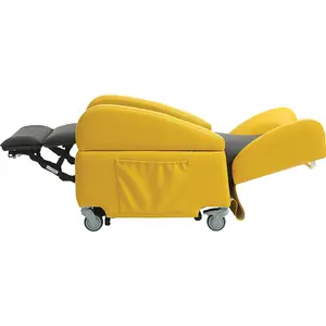 Dual Motor Rise and Recline Lounge Chair - Wipe Clean PU Fabric Black and Yellow