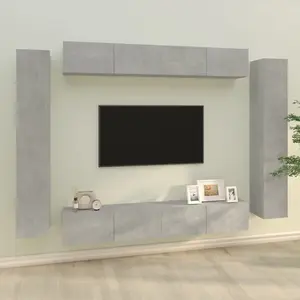 Berkfield 8 Piece TV Cabinet Set Concrete Grey Engineered Wood