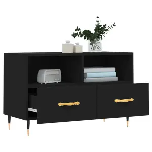 Berkfield TV Cabinet Black 80x36x50 cm Engineered Wood