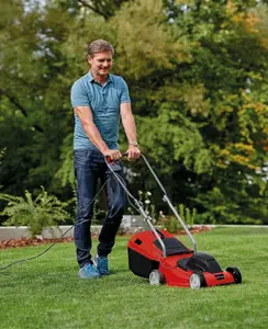 Einhell 32cm Electric Lawn Mower 1000W Rotary Lawnmower With 30L Grass Box 20-60mm 10m Corded - GC-EM 1032