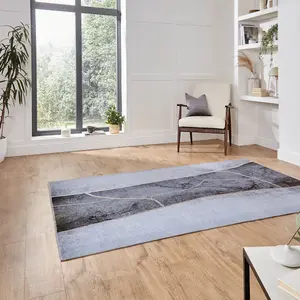 Grey Gold Modern Easy to Clean Abstract Rug for Living Room, Bedroom - 120cm X 170cm