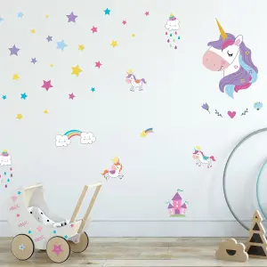 Walplus Magical Unicorns World Kids Sticker PVC Multicoloured