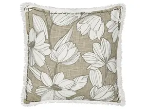 Set of 2 Cushions CYANOTIS Cotton 45 x 45 cm Floral Block-Printing Green