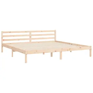 Berkfield Bed Frame with Headboard Super King Size Solid Wood