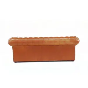 Chesterfield 3 Seater Sofa Old English Saddle Real Leather In Classic Style