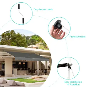 Costway 4M Telescopic Canopy Retractable Adjustable Outdoor Clamp Awning Sun Shelter