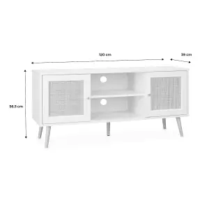 sweeek. 120cm TV stand with wooden and cane effect Boheme Natural 120x39x56.5 cm