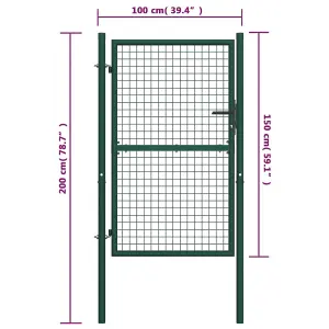 Berkfield Fence Gate Steel 100x150 cm Green