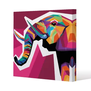 Colorful illustration of Elephant head in WPAP style (Canvas Print) / 101 x 101 x 4cm