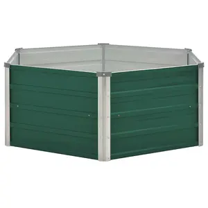 Berkfield Raised Garden Bed 129x129x46 cm Galvanised Steel Green