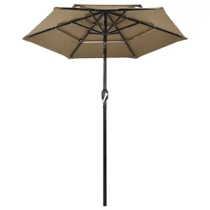 Berkfield 3-Tier Parasol with Aluminium Pole Taupe 2 m