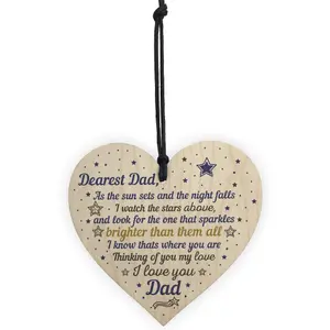 Red Ocean Dad Memorial Plaque Birthday Christmas Tree Decoration Wooden Heart Bauble Gift