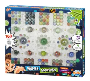 Coloured Glass Marbles Classic Retro Traditional Game Toy - Box of 163