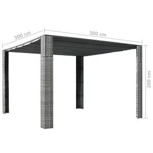 Berkfield Gazebo with Roof Poly Rattan 300x300x200 cm Grey and Anthracite